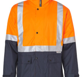 HI-VIS TWO TONE RAIN PROOF JACKET WITH QUILT LINING